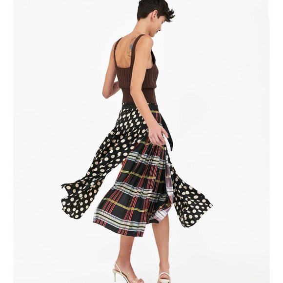 plaid patchwork skirt zara